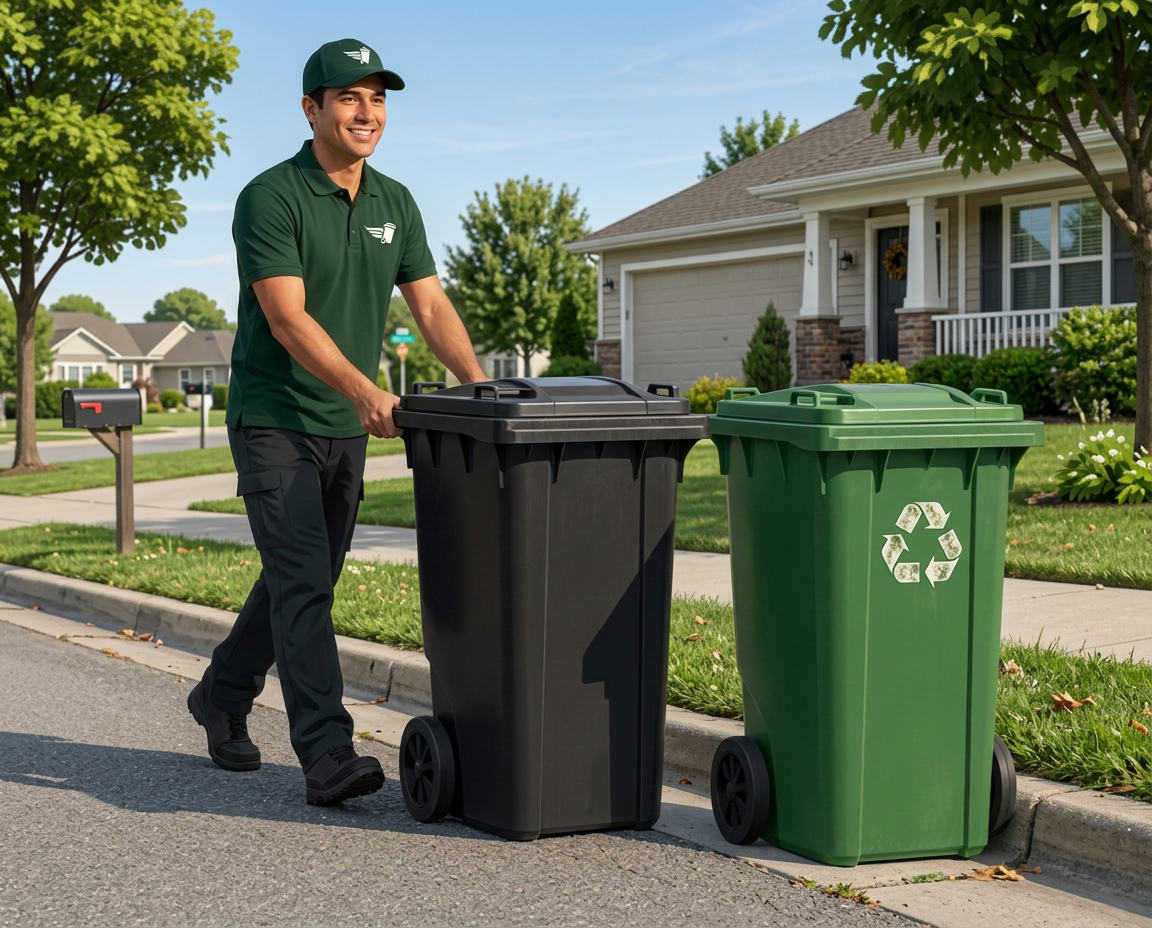 Wheels Up team member we place bins